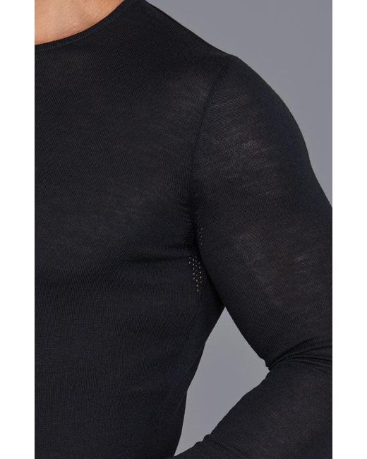 Paul James Knitwear Blue Mens Midweight Merino Activewear Base Layer Zeus Top