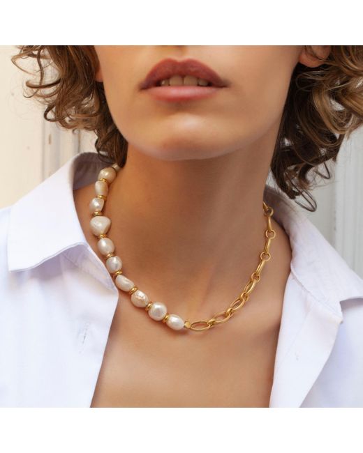 LINYA JEWELLERY Metallic Baroque Chain Necklace
