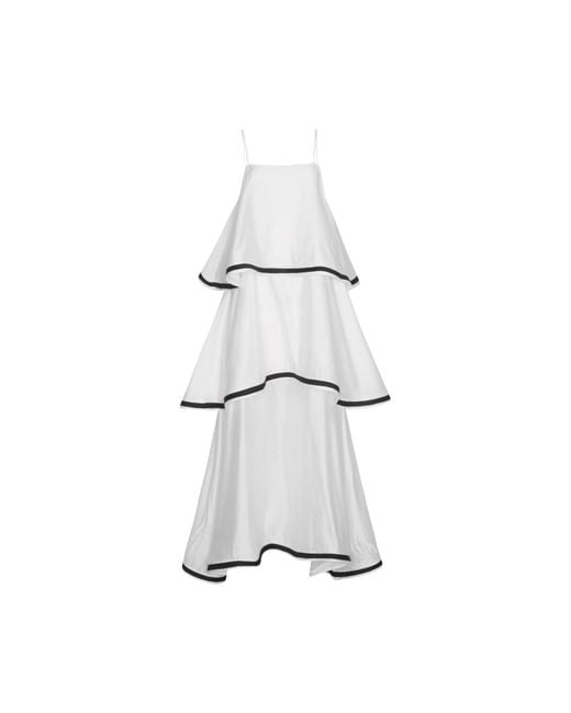 London Atelier Byproduct White Layer Dress With Spaghetti Straps