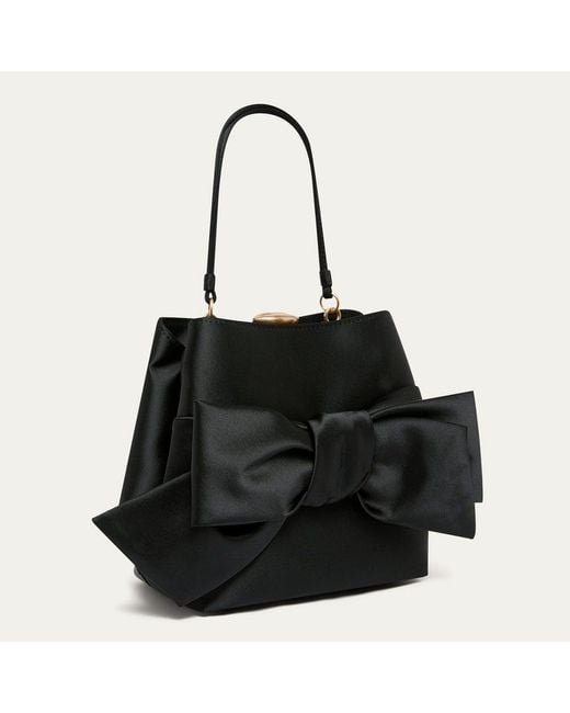 Lulu Guinness Black Satin Bow Ruby Handbag