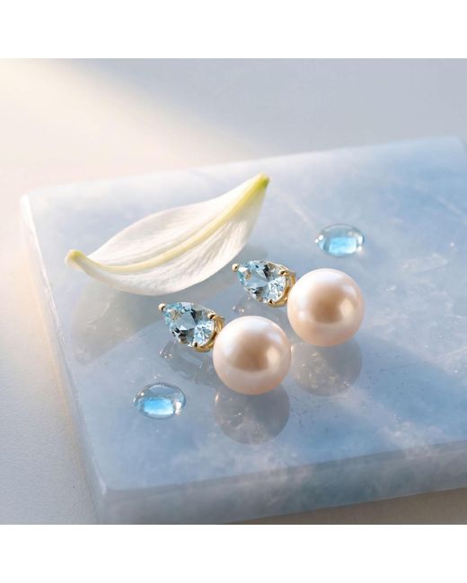 Kai Fine Jewelry Multicolor Solid Natural Aquamarine & Pearl Venus Tears Convertible Earrings