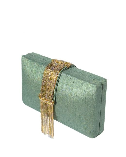 Simitri Green Sage Fringe Clutch