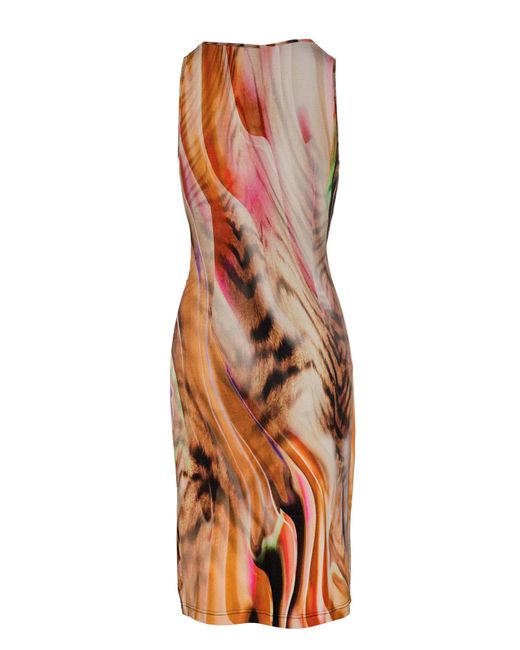 Conquista Brown Floral Print Wrap Style Sleeveless Dress