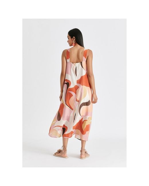Paisie Pink Retro Wave Halter Neck Midi Dress