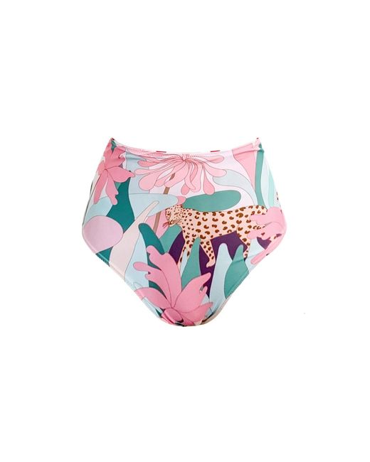 Jessie Zhao New York Red Jungle Rose Reversible Bikini Bottom