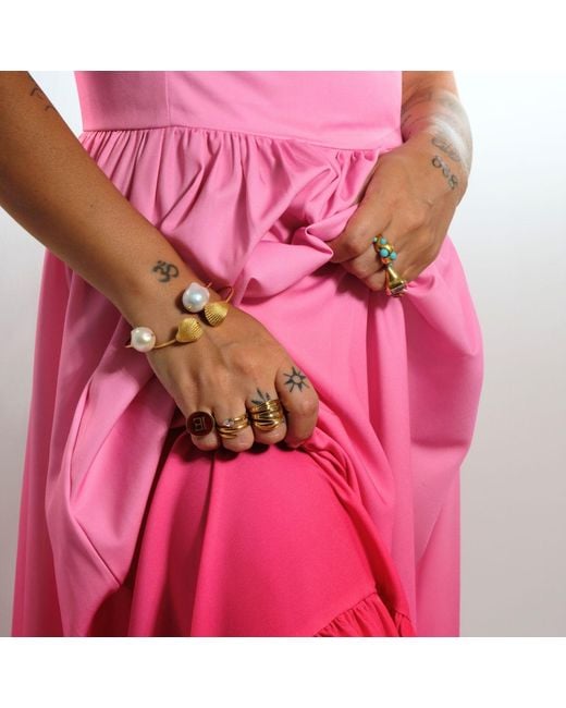 LINYA JEWELLERY Metallic Double Seashell Cuff Bracelet
