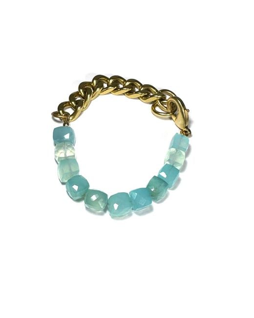 Rachel Nathan Blue Remix: Aqua Chalcedony Cubes Bracelet