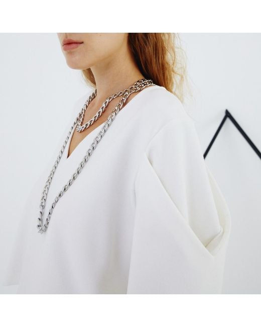 Mirimalist White Vvv Top Ecru