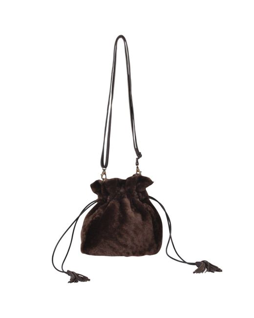 Owen Barry Black Sheepskin Crossbody Bag Chocolate