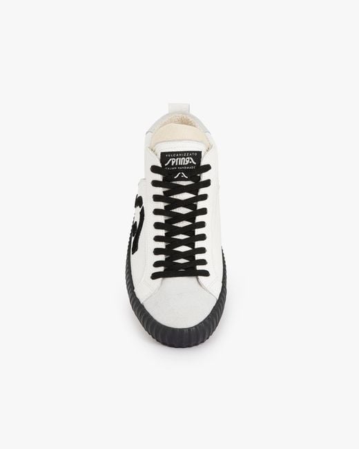 Springa | Unique Vulcanized Sneakers Italian Handmade Black Wavy Leather & High Top for men