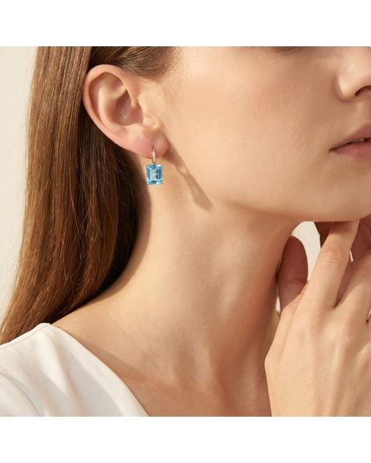 Kai Fine Jewelry Blue Solid Natural Emerald-Cut Topaz, Diamond & Baroque Pearl Convertible Drop Earrings