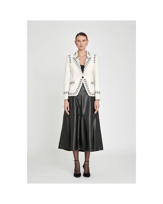 The Extreme Collection White Blazer With Bold Stud Accents