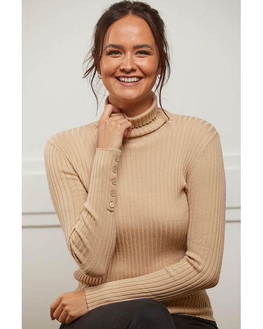 Guinea London Brown Neutrals Camel Roll Neck Sweater