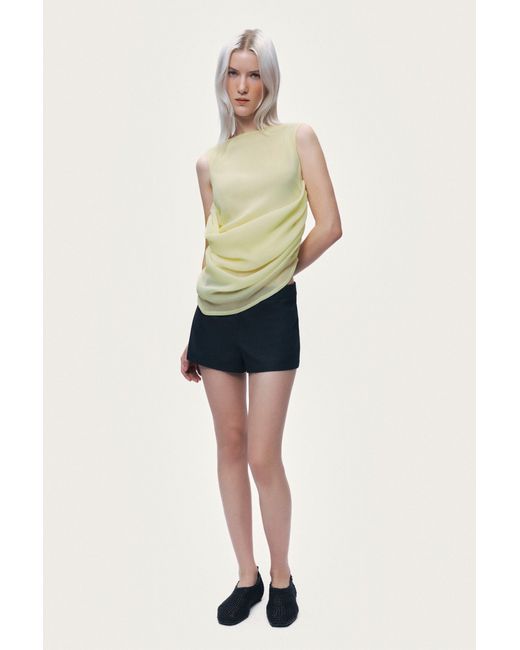 Nocturne White Draped Sleeveless Blouse