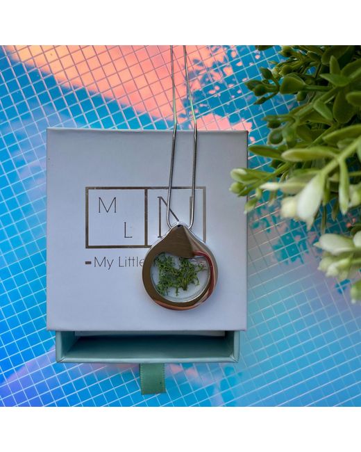 My Little Nature Metallic Handcrafted Designer Necklace With Natural Moss – Eco-Friendly Botanical Jewelry