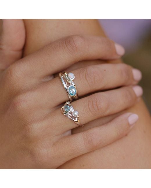 Isla Silver Blue Topaz & Opal Gemstone Ring