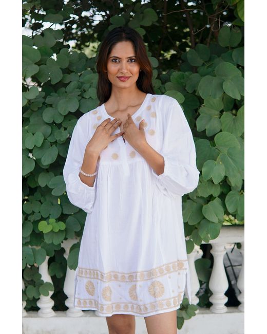 La Mandarine Blue Kaftan, Hand Embroidered Kaftan, Boho Embroidered Beach Kaftan. Handmade Beach Coverup