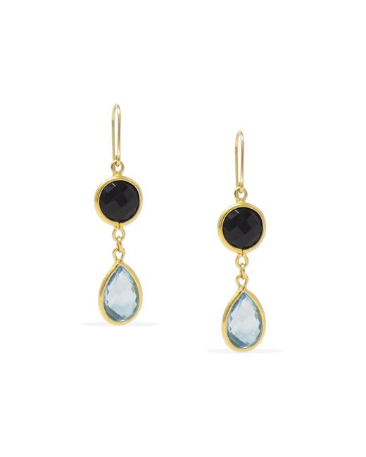 Vintouch Italy Metallic Amalfi Onyx & Blue Topaz Earrings