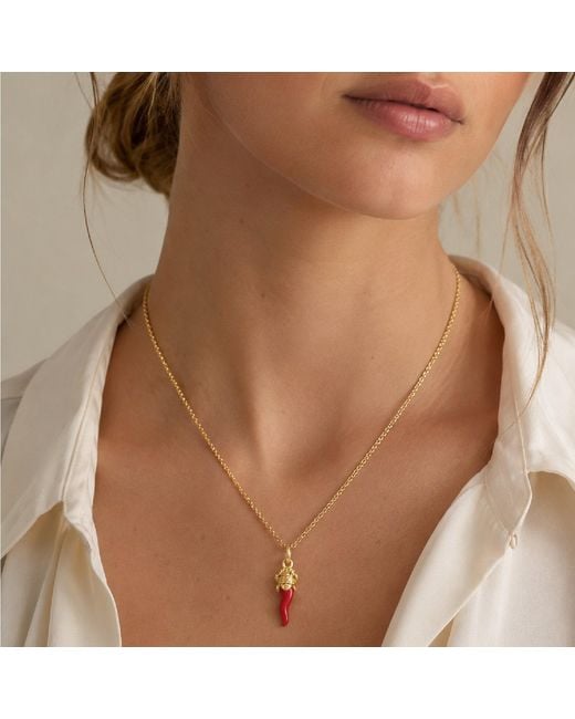 Unaloe Metallic Plated No Evil Italian Horn Pendant Necklace