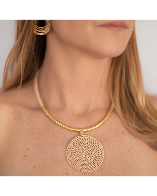 Nart Nature Making Art Metallic Neutrals The Dream Catcher Buriti Natural Fiber Necklace