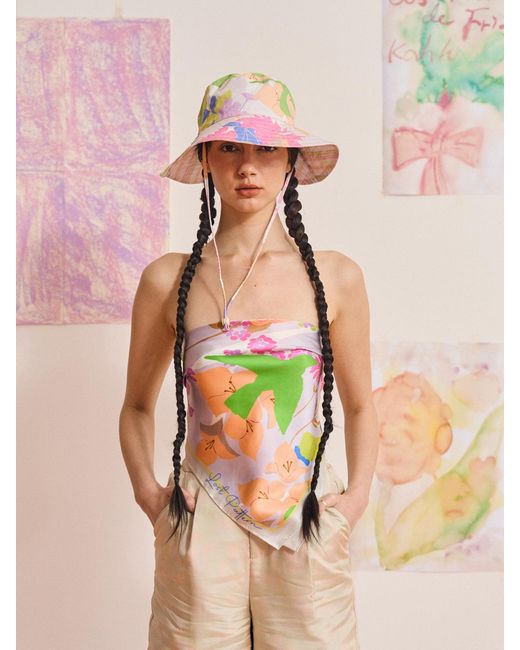 Lost Pattern Pink Frida X Lost Pattern Frida's Garden Cotton Reversible Sun Hat