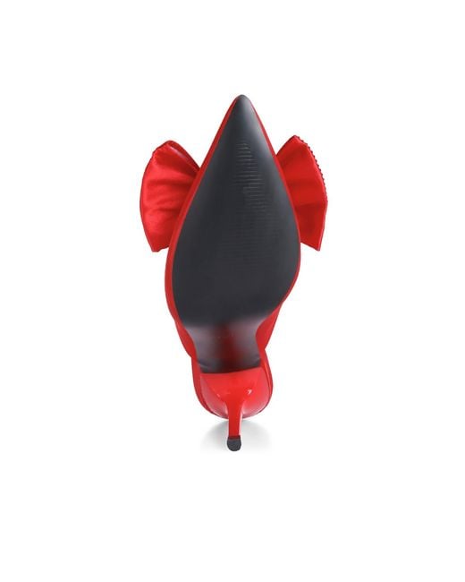 Rag & Co Red Elisda Embellished Bow High Heel Mules