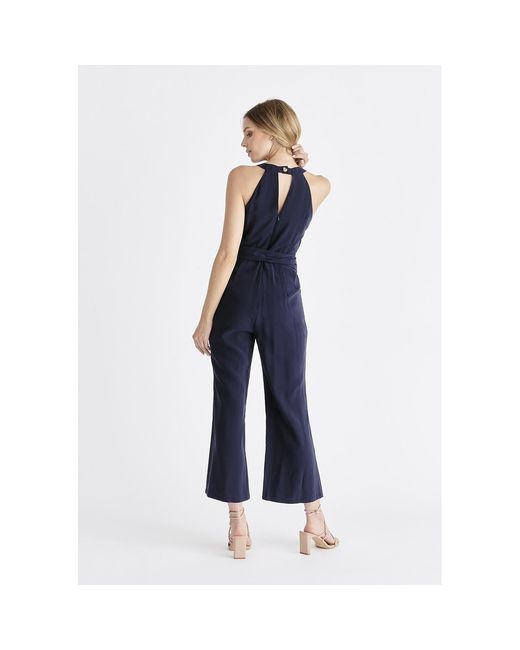 Paisie Blue Waist Tie Jumpsuit