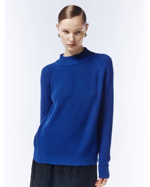 Sour Figs Blue Structured High-Neck Jumper