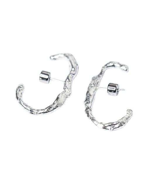 Oolo London Metallic Rugged Charcoal Cast Ear Hook Hoops