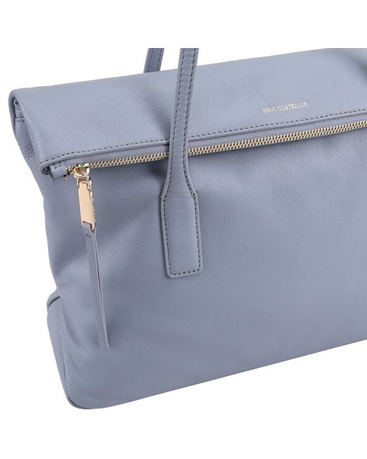 Paul Costelloe Gray Whirlpool Leather Tote Bag