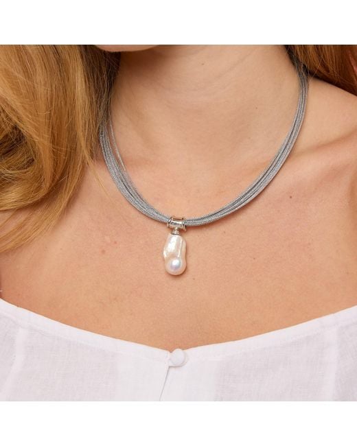 Pearls of the Orient Online Metallic Decus Large Baroque 'Fireball' Cultured Freshwater Pearl Drop On Multi-Strand Necklace