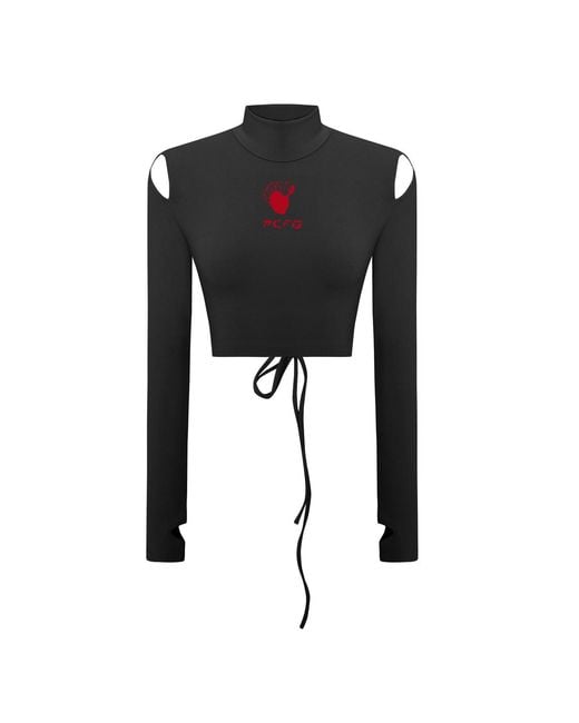 Pcfg Black Long Sleeve Crop Top
