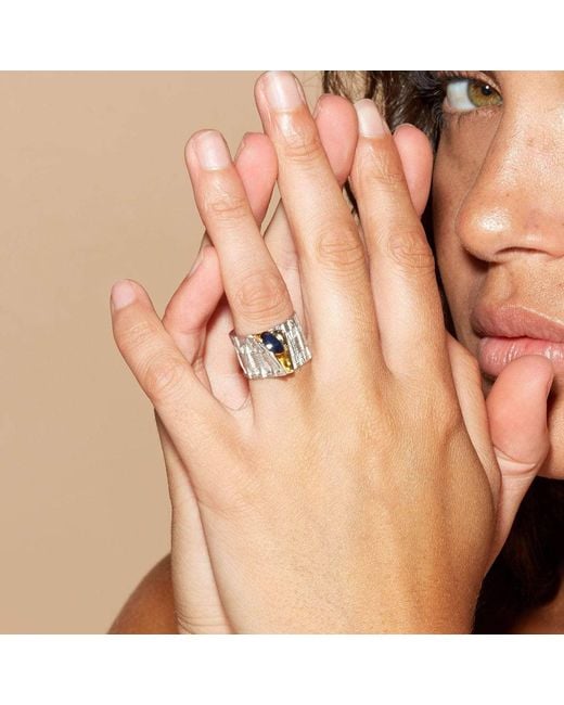 German Kabirski Metallic Accalia Ring With Sapphire