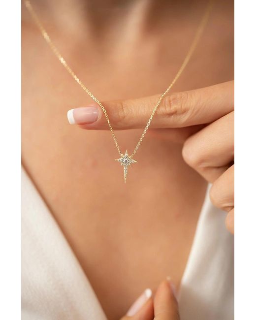Spero London Metallic Northern Star Polaris Starburst Sterling Necklace & Stud Earring Set