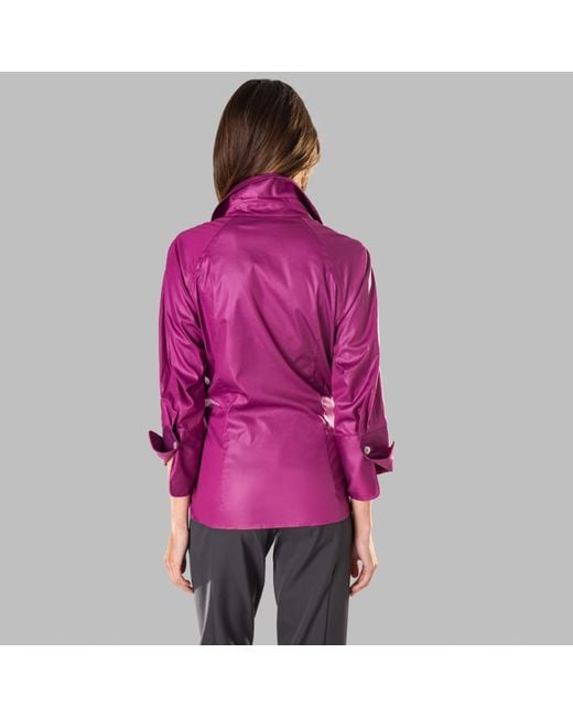 Farinaz Purple Gather Shirt Jacket
