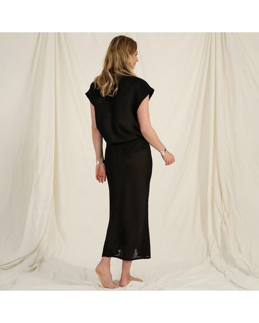 The Summer Edit Black Phoebe Luxe Linen Drawstring Skirt
