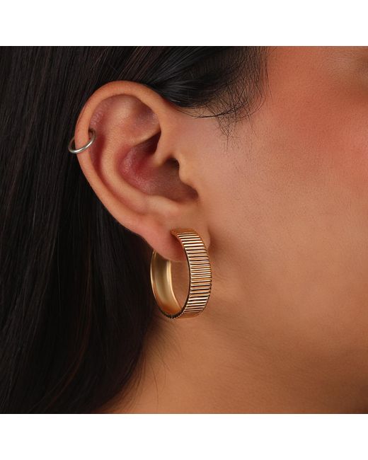 Preeti Sandhu Metallic Ridged Wide Vermeil Hoops