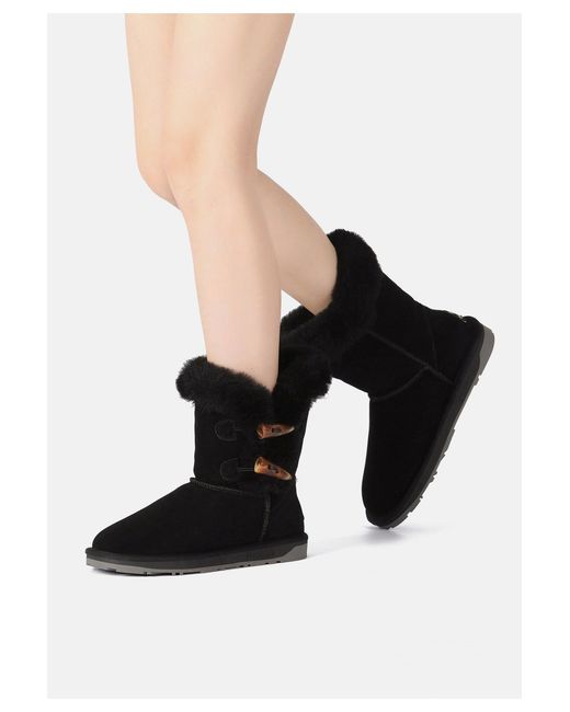 EverAu Australia Black Stork Horn Toggle Button Short Boots