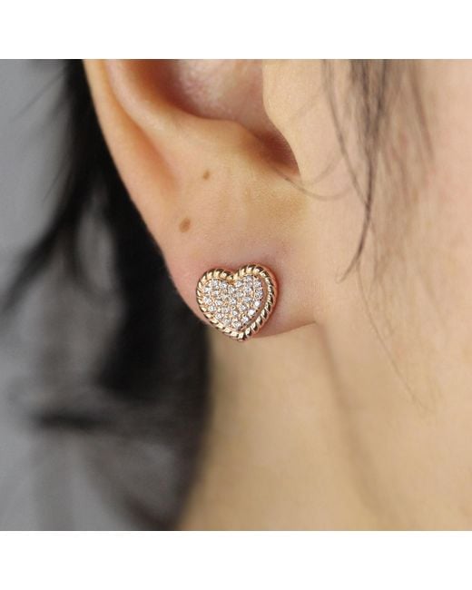 VicStoneNYC Fine Jewelry Metallic Luxury Heart Stud Earrings – Luxury, Sparkle, And Love