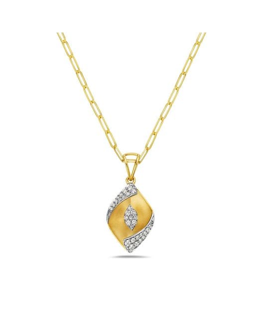 Artisan Metallic Yellow Solid Gold Diamond Marquise Necklace Handmade Jewelry
