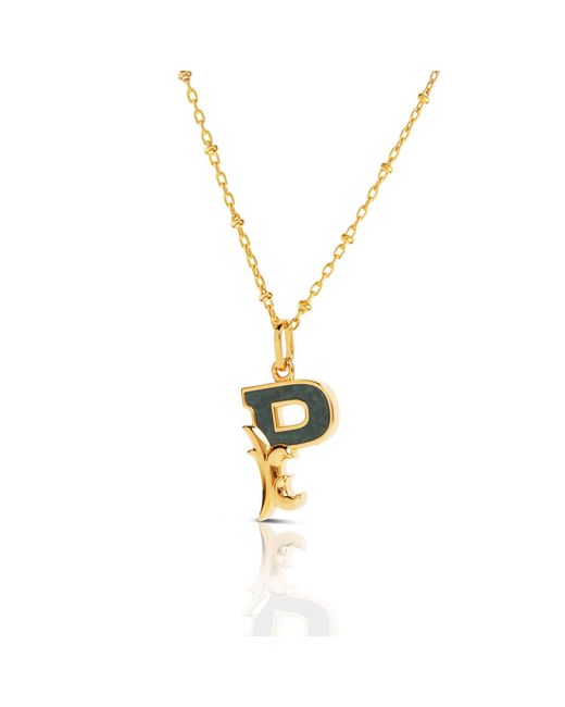 Kasun Metallic Plated P Initial Necklace With Marble