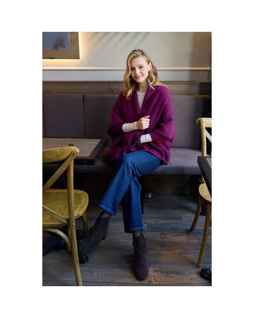 Saachi Purple Open Front Oversized Cardigan Sweater