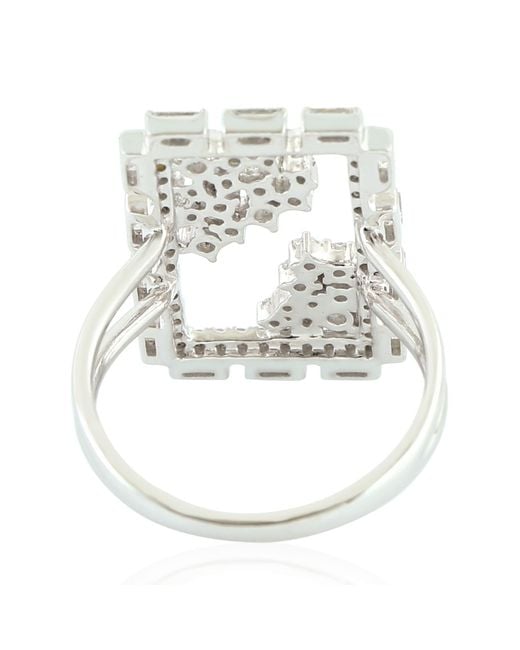 Artisan White Diamond Geometric Double Frame Ring
