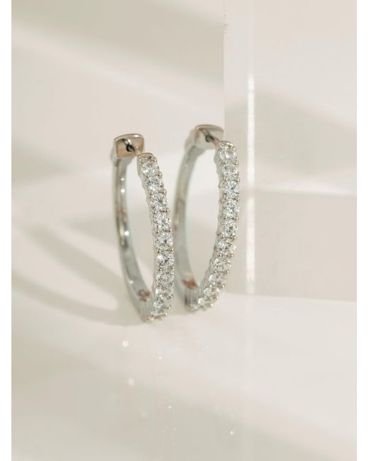 Diamonbliss Metallic Embellished With Swarovski Plated Hoop Earrings One And Half Inch