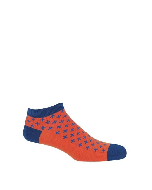 Peper Harow - Made in England Blue Crosslet & Cube Trainer Socks Bundle for men