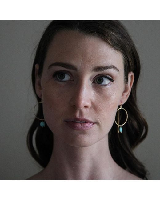 Heather Hawkins Jewelry Metallic Coin Gemstone Hoop Threader Earrings