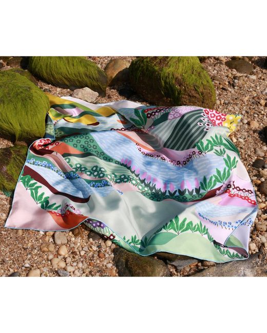 Jessie Zhao New York Blue Double Sided Silk Scarf Of Summer