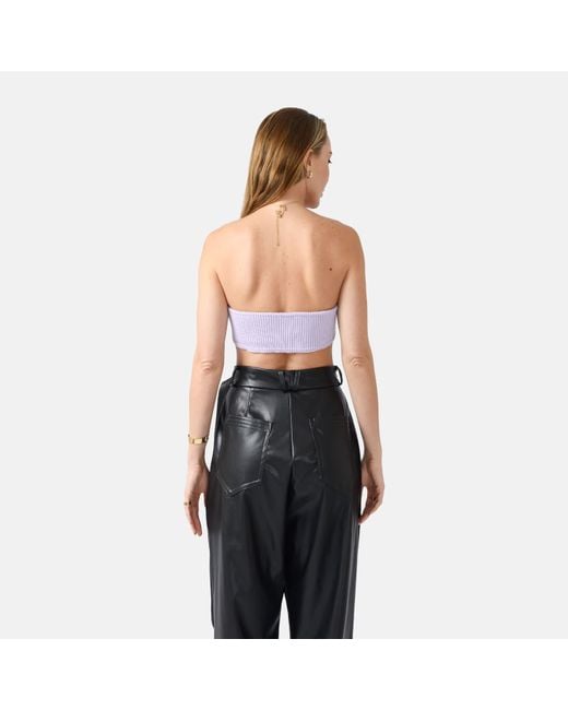 Kargede Purple Lilac Knit Bandeau Top – Strapless, Fitted & Cropped