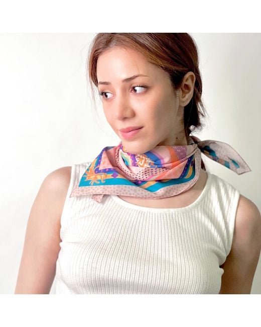 Maraethra Pink Sea Life Cotton Square Scarf