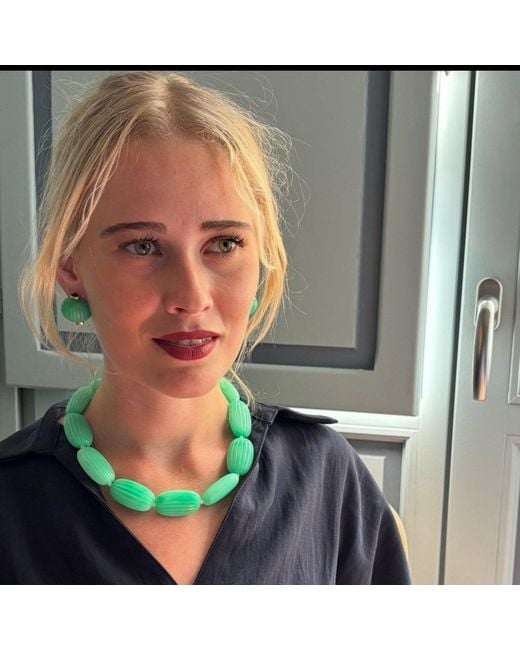 Michael Nash Jewelry Green Renata Large Jade Resin Bead Choker